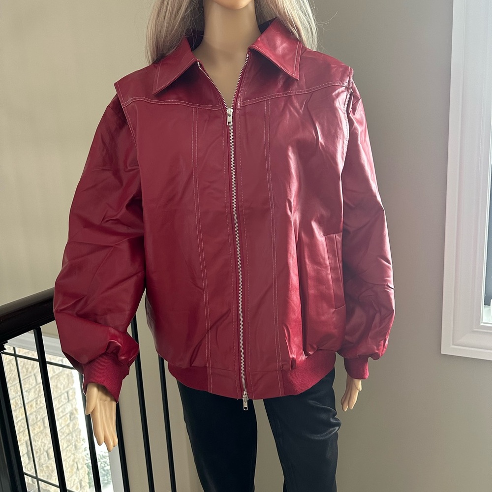 Women's Red Leather Jacket